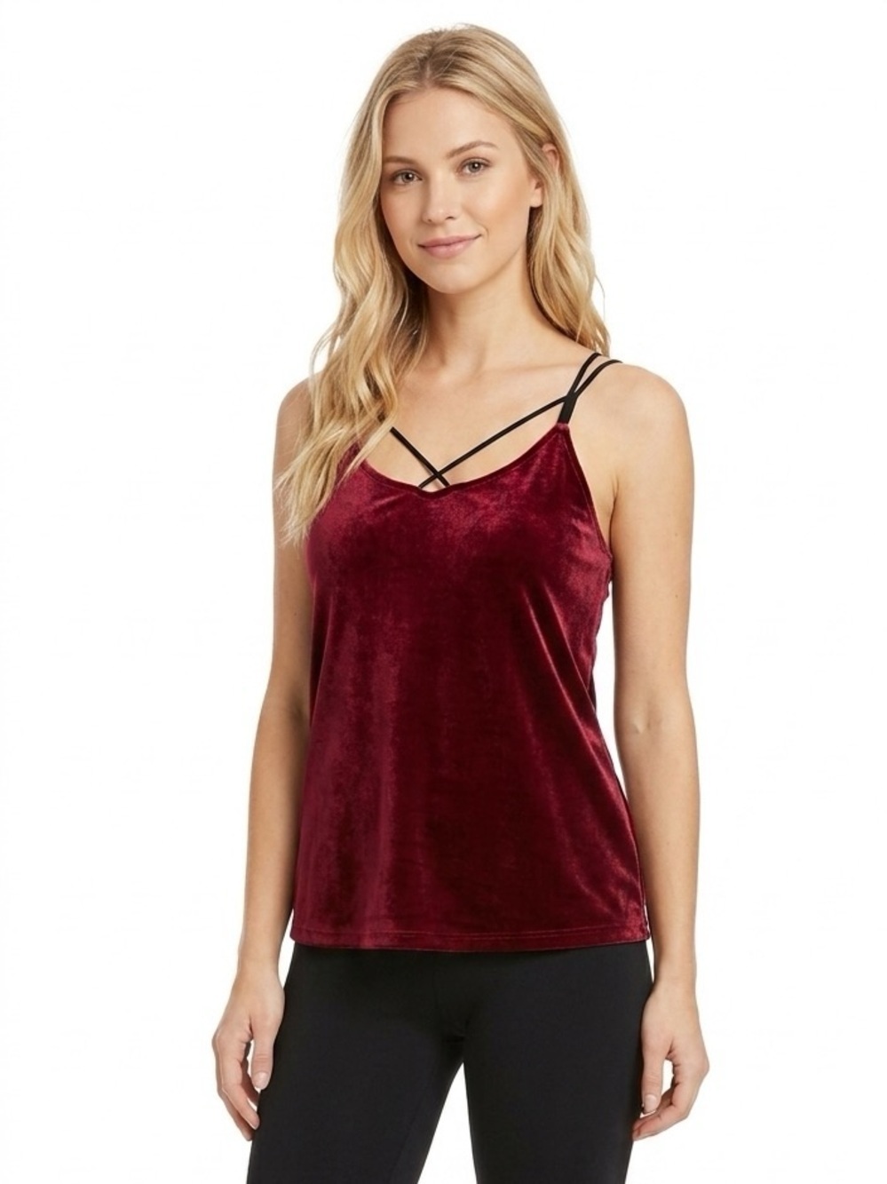 She + Sky small cranberry color velvet top